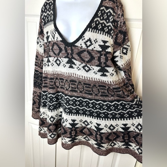 FREE PEOPLE Fair Isle Cabin Fever Sweater Tunic Wool Blends Long Nordic Geo Knit - Picture 9 of 15